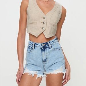 Princess Polly High Waisted Denim Shorts size 8